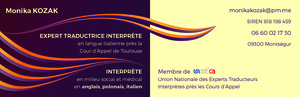Monika Kozak Traductrice Montségur, Interprète, Expert auprès des tribunaux, Traducteur