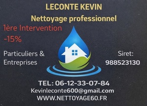 Leconte kevin Beauvais, Agent de nettoyage industriel, Autre prestataire de services, Autre prestataire de services à la personne, Autre prestataire de services aux entreprises, Prestataire de petits travaux de bricolage, Professionnel indépendant