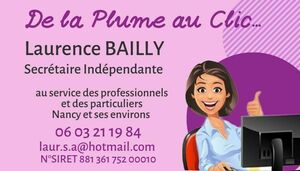 Laurence BAILLY Nancy, Secrétaire à domicile, Transcripteur
