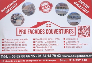 Heugebaert couverture  Marolles-en-Beauce, Couvreur, Peintre en bâtiment