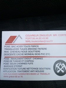 Couvreur Zingueur Cortes Louis  Le Translay, Couvreur, Maçon