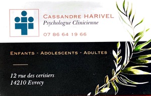 Cassandre Harivel Évrecy, Psychothérapeute, Psychologue conseiller